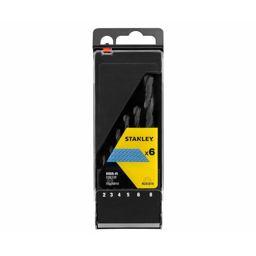 6 brocas HSS-R para metal, ø 2, 3, 4, 5, 6, 8mm, STANLEY STA56010-QZ.