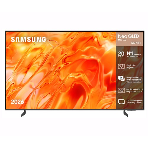 Televisión 165,1cm (65") Neo QLED SAMSUNG TQ65QN70HAUXXC, 4K, Tizen, Dolby digital plus, 2 x USB, 3HDMI, 129Hz.