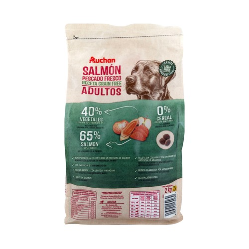 PRODUCTO ALCAMPO Grain free Alimento completo para perros adultos base de salmón 2 kg.