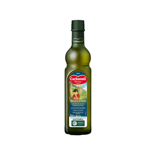 CARBONELL Gran Selección  Aceite de oliva virgen extra Picual botella de cristal de 750 ml.