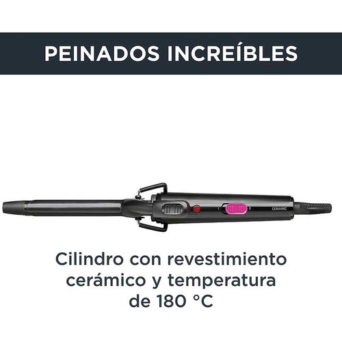 Tenacilla rizadora ROWENTA CF2133, diámetro 16mm, temperatura 180ºC, recubrimiento cerámico.