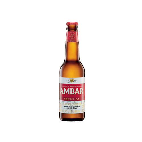 AMBAR Cerveza sin gluten AMBAR botella de 33 cl.