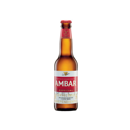 Cerveza sin gluten AMBAR botella de 33 cl.