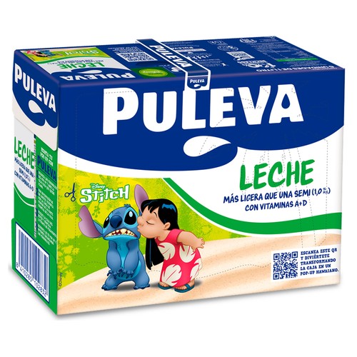 PULEVA Leche sem. ligera 1% m.g. caja de Disney 6 x 1 L. 