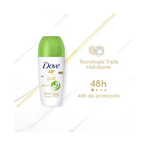 DOVE Advanced care go fresh Desodorante roll on para mujer antitranspirante hasta 72 horas 50 ml.