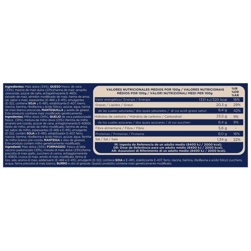 PAN Palitos precocidos y congelados de maíz dulce rellenos de queso Snack 480 g.