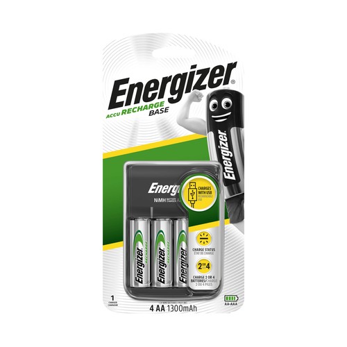 Cargador de pilas del tipo AA/AAA + 4 pilas del tipo AA 1300 mAh, carga por Usb, ENERGIZER.
