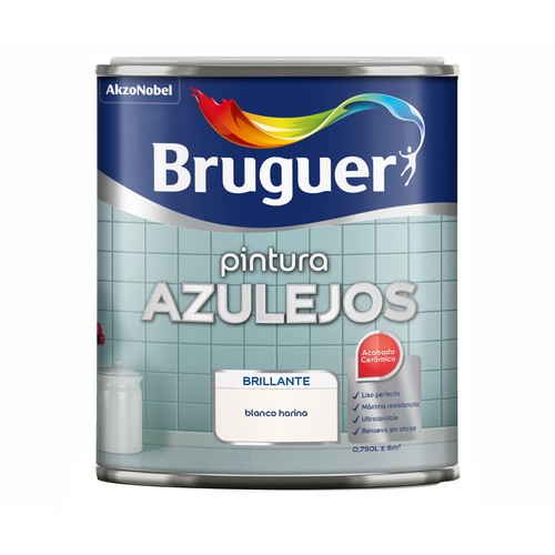 Esmalte para azulejos brillante 0,75 litros color blanco harina, BRUGUER.