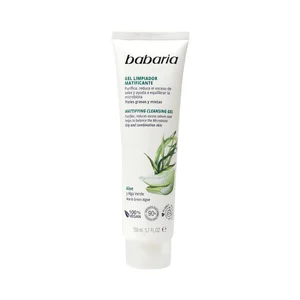 BABARIA Gel limpiador facial matificante con aloe vera y alga verde 150 ml.