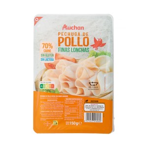 Auchan Pechuga de Pollo en Finas Lonchas 150 G Producto Alcampo.
