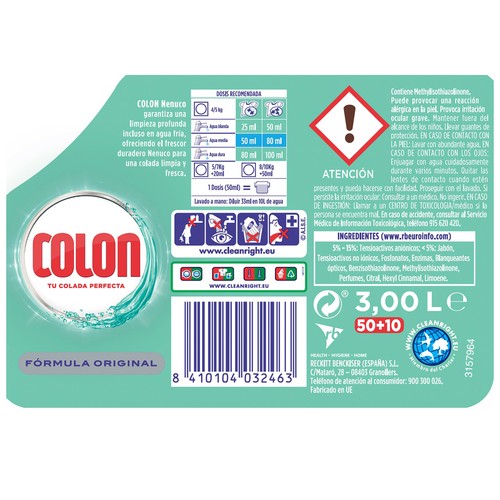 COLON Detergente perfumado gel Nenuco 60 DS