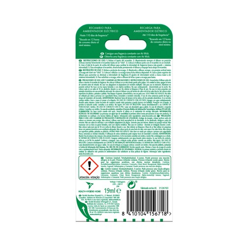 AIR WICK Ambientador Oasis Turquesa- Recambio AIR WICK ESSENTIAL OILS 19 ml.