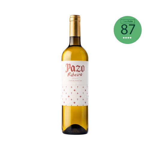 Vino blanco con denominación de origen Ribeiro PAZO botella de 75 cl.