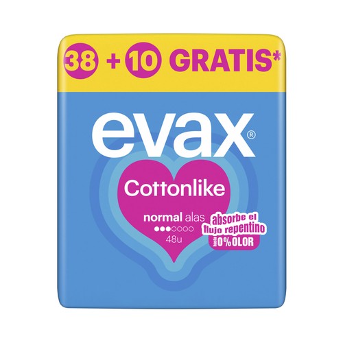EVAX Cottonlike Compresas normal con alas 48 uds.