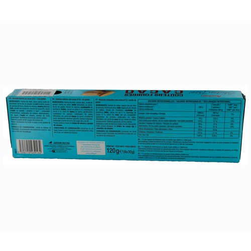 PRODUCTO ALCAMPO Galletas sin gluten rellena de cacao PRODUCTO ALCAMPO, 120 g.