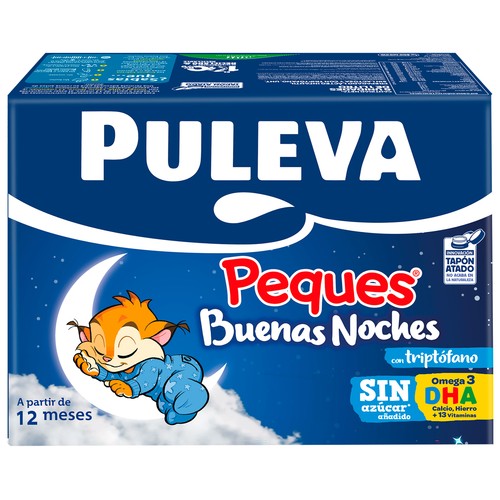 PULEVA Peques buenas noches Leche (3) de crecimiento con Triptofano, a partir de 12 meses 6 x 1 l.