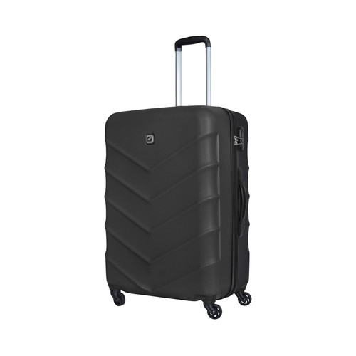 Maleta grande de viaje rígida de color negro de 75 cm y 4 ruedas ABS, AIRPORT ALCAMPO.