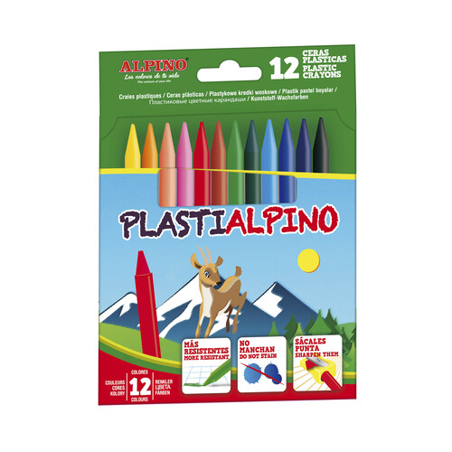 Caja de 12 pinturas de diferentes colores ALPINO Plastialpino.