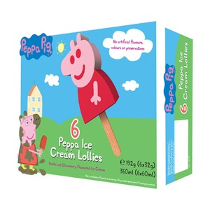 Imagen de PEPPA PIG Polo de helado con sabor a vainilla y fresa y forma de 6 x 60 ml.
