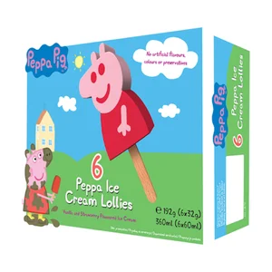 PEPPA PIG Polo de helado con sabor a vainilla y fresa y forma de 6 x 60 ml.