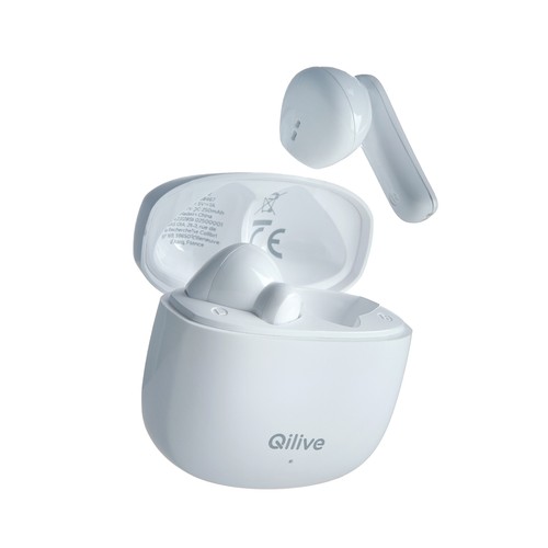 Auriculares inalámbricos Bluetooth QILIVE Q1242, color blanco, autonomía 4 horas.