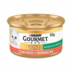 PURINA GOURMET Comida para gatos adultos a base de mousse de pavo y espinacas GOURMET tarrina 85 g.