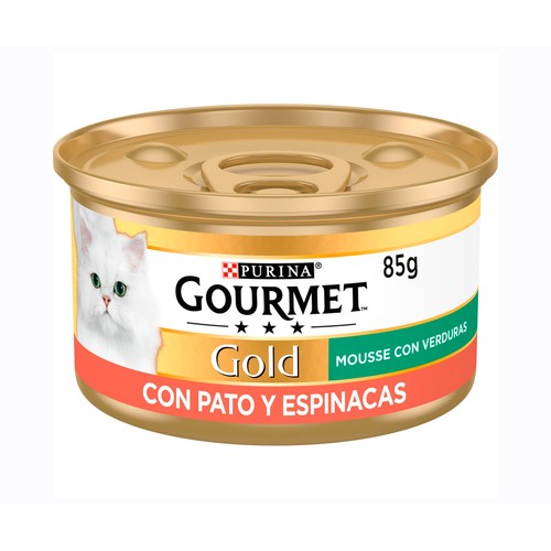 PURINA GOURMET Gold  Comida para gatos adultos a base de mousse de pavo y espinacas GOURMET tarrina 85 g.