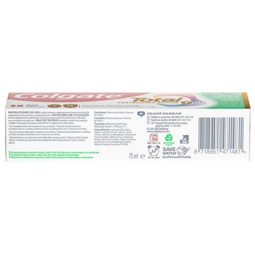 COLGATE Total prevención activa + Pasta de dientes para una limpieza profunda 75 ml.