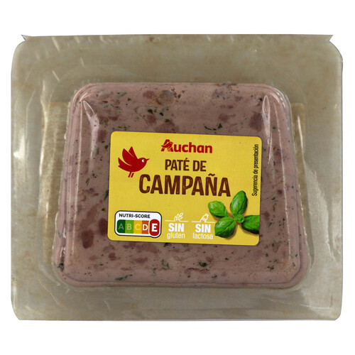 AUCHAN Paté de campaña, elaborado sin gluten y sin lactosa 75 g. Producto Alcampo