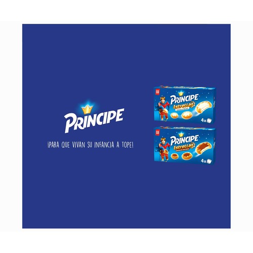 PRÍNCIPE Estrellas Galletas rellenas de crema de leche y cubiertas de chocolate con leche 222 g.