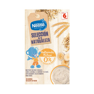 NESTLÉ Papilla multicereales (avena, maíz, trigo, arroz, centeno y cebada) con plátano, a partir de 6 meses NESTLÉ Selección de la naturaleza 330 g.