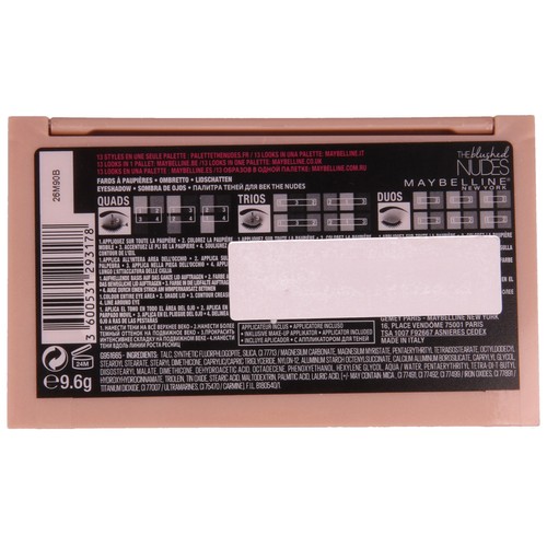 MAYBELLINE The nudes palette Paleta de sombras de ojos con 12 tonos de larga duración con acabados mates y satinados, incluye aplicador.