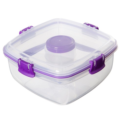 Recipiente hermético con 3 compartimentos, 1 litro, incluye cubiertos, To go M HOME.