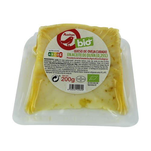 Queso de oveja curado en aceite de oliva ALCAMPO ECOLÓGICO 200 g.