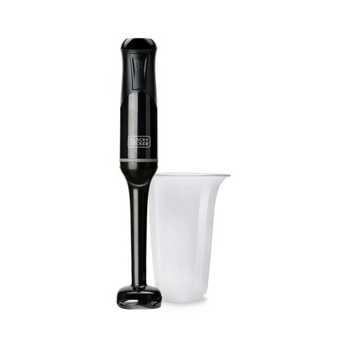 Batidora de mano con brazo de acero inoxidable BLACK + DECKER BXHB501E, 500W,  1 nivel de potencia, incluye vaso medidor.