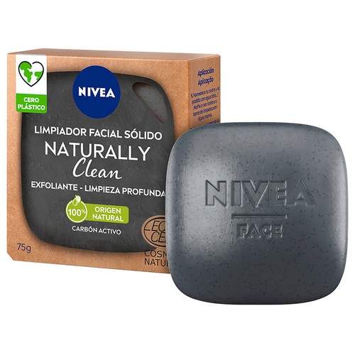 NIVEA Limpiador facial sólido con acción exfoliante y limpieza prounda NIVEA Naturally clean 75 cl.