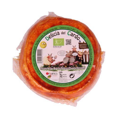 Queso de cabra curado extremeño con pimentón ecológico DELICIA DEL CARDO 250 g.