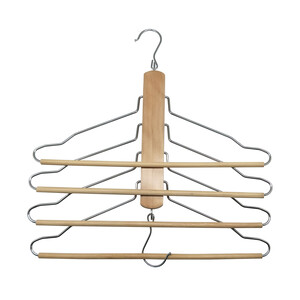 Imagen de Percha ahorra espacio de metal con 4 barras de madera, ACTUEL.