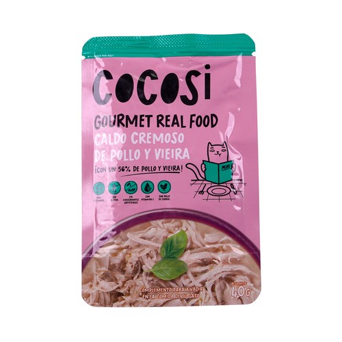 COCOSI Caldo de pollo y vieira para gatos - 40g.