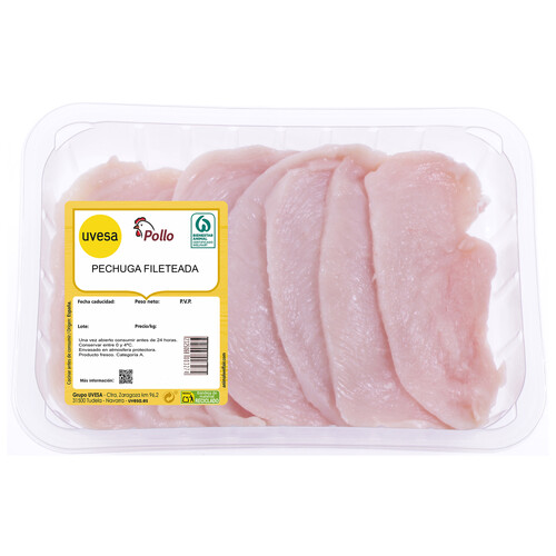 Pechuga de pollo blanco, hecha filetes Bandeja 