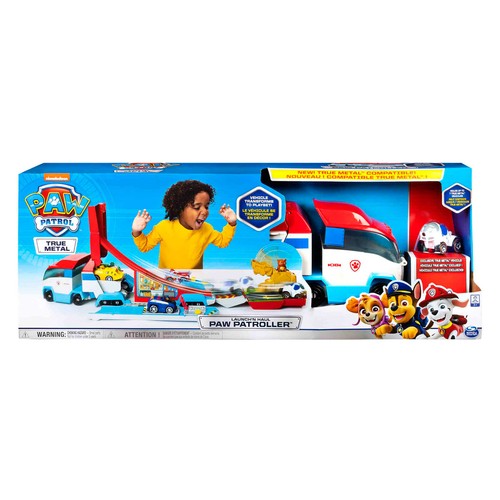 PATRULLA CANINA true metal - die cast playset launch & hauler + 3 años.