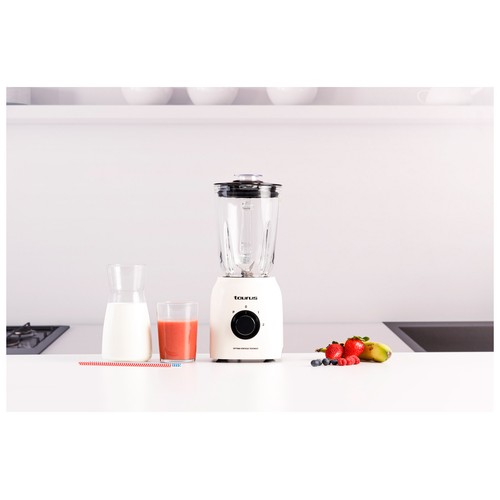 Batidora de vaso TAURUS Óptima JB800C, 1500W, 2 velocidades + Turbo, jarra de cristal 1,8L. Pica hielo.