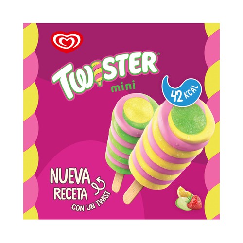 TWISTER Sweet & sour de Frigo Mini polos de fresa, con sorbete de manzana y limón 8 x 50 ml.