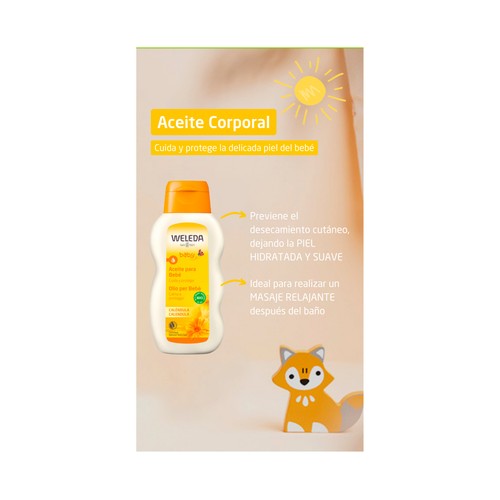 WELEDA Baby Aceite protector para bebé, con extracto de Caléndula 200 ml.