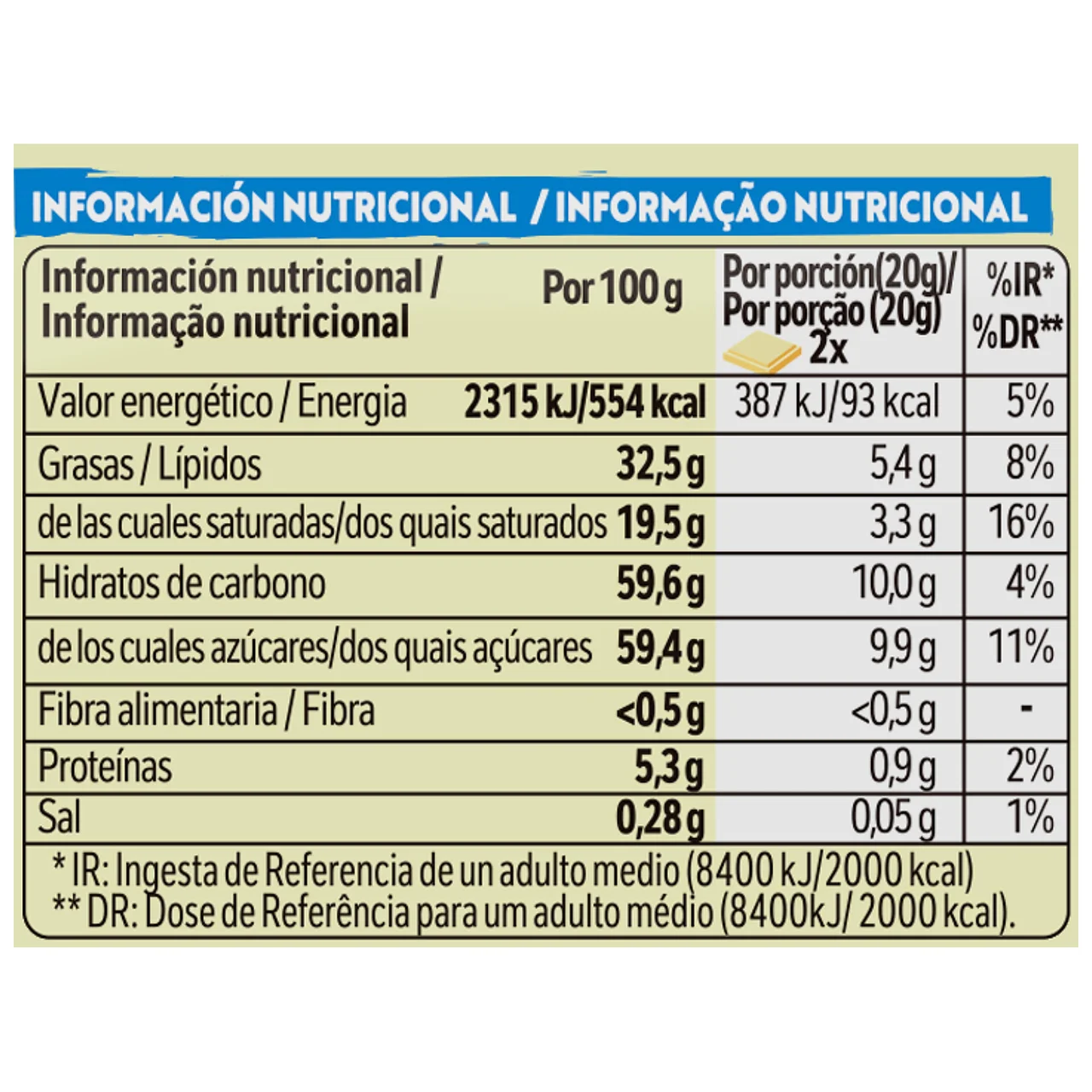 Milkybar Chocolate blanco en tableta de 6 porciones 100 g.