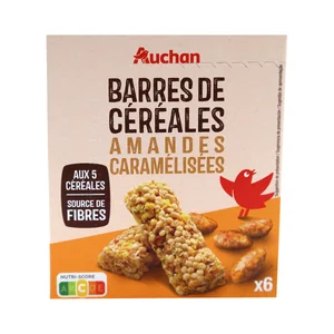 PRODUCTO ALCAMPO Barritas de cereales con almendras caramelizadas 126 g.