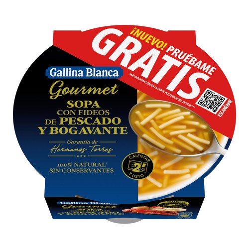GALLINA BLANCA Gourmet Sopa con fideos de pescado y bogavante (garantía hermanos Torres) 300 g.