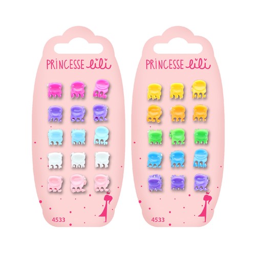 Mini pinzas para cabello, de divertidos colores PRINCESSE LILI 15 uds.