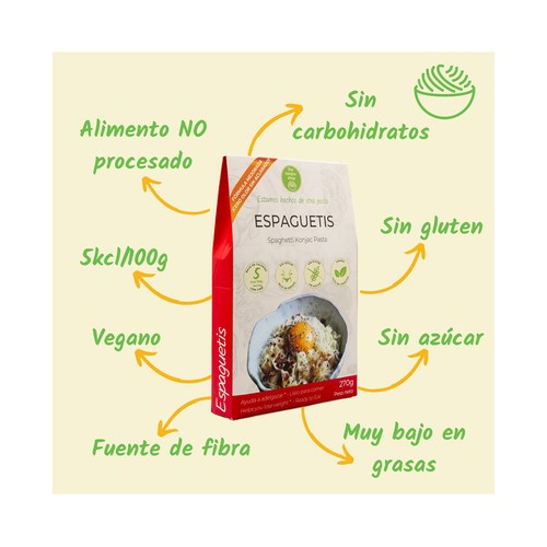 THE KONJAC SHOP Espaguetis de konjac, que ayudan a adelgazar, listo para comer 270 g.