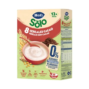 HERO Solo Papilla de 8 cereales y cacao para bebés a partir de 12 meses 340 g.